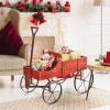 imageWooden Wagon Planter Decorative Garden Wheelbarrow Planter with 2 Planting Sections Rolling Wheels Adjustable Handle Small Wagon Cart Planter Stand for Flowers Vegetables Herbs GreenRed