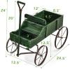 imageWooden Wagon Planter Decorative Garden Wheelbarrow Planter with 2 Planting Sections Rolling Wheels Adjustable Handle Small Wagon Cart Planter Stand for Flowers Vegetables Herbs GreenGreen