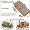 imageWooden Wagon Planter Decorative Garden Wheelbarrow Planter with 2 Planting Sections Rolling Wheels Adjustable Handle Small Wagon Cart Planter Stand for Flowers Vegetables Herbs GreenBrown