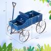 imageWooden Wagon Planter Decorative Garden Wheelbarrow Planter with 2 Planting Sections Rolling Wheels Adjustable Handle Small Wagon Cart Planter Stand for Flowers Vegetables Herbs GreenBlue