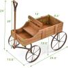 imageWooden Wagon Planter Decorative Garden Wheelbarrow Planter with 2 Planting Sections Rolling Wheels Adjustable Handle Small Wagon Cart Planter Stand for Flowers Vegetables Herbs GreenBrown