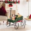 imageWooden Wagon Planter Decorative Garden Wheelbarrow Planter with 2 Planting Sections Rolling Wheels Adjustable Handle Small Wagon Cart Planter Stand for Flowers Vegetables Herbs GreenGreen