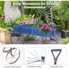imageWooden Wagon Planter Decorative Garden Wheelbarrow Planter with 2 Planting Sections Rolling Wheels Adjustable Handle Small Wagon Cart Planter Stand for Flowers Vegetables Herbs GreenBlue