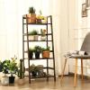 imagegraffy 4Tier Ladder Shelf Plant Stand Bamboo LadderShaped Bookcase Storage Shelves Multifunctional Display Rack Plant Stand Flower Pots Holder for Living RoomBathroomBedroom EspressoEspresso