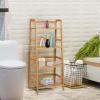 imagegraffy 4Tier Ladder Shelf Plant Stand Bamboo LadderShaped Bookcase Storage Shelves Multifunctional Display Rack Plant Stand Flower Pots Holder for Living RoomBathroomBedroom EspressoNatural