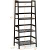 imagegraffy 4Tier Ladder Shelf Plant Stand Bamboo LadderShaped Bookcase Storage Shelves Multifunctional Display Rack Plant Stand Flower Pots Holder for Living RoomBathroomBedroom EspressoEspresso