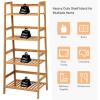imagegraffy 4Tier Ladder Shelf Plant Stand Bamboo LadderShaped Bookcase Storage Shelves Multifunctional Display Rack Plant Stand Flower Pots Holder for Living RoomBathroomBedroom EspressoNatural