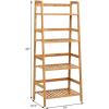 imagegraffy 4Tier Ladder Shelf Plant Stand Bamboo LadderShaped Bookcase Storage Shelves Multifunctional Display Rack Plant Stand Flower Pots Holder for Living RoomBathroomBedroom EspressoNatural
