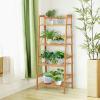 imagegraffy 4Tier Ladder Shelf Plant Stand Bamboo LadderShaped Bookcase Storage Shelves Multifunctional Display Rack Plant Stand Flower Pots Holder for Living RoomBathroomBedroom EspressoNatural