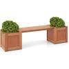 image2in1 Outdoor Planter Box with Bench Outdoor Bench with 2 Raised Garden Beds OpenEnded Base Planter Box Teak Oil Finish Wood Seat Garden Bench Seat for Porch Balcony Lawn Yard
