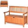 image33 Gallon Outdoor Bench with Storage Wooden Patio Deck Box with Removable Lining ampamp Portable Handles ampamp Backrest ampamp Armrests Patio Storage Bench for Porch Park Yard Backyard Balcony Poolside