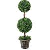 image4FT Artificial Boxwood Topiary Tree Faux Greenery Plants Ball Tree in CementFilled Plastic Pot Decorative Trees for Front Porch Fake Green Plant for Indoor ampamp Outdoor 1 4 FT1