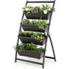 image52 FT Vertical Raised Garden Bed Metal Standing Planter w 4 Drainage Holes and 4 Container Planter Boxes Elevated Garden Bed for Vegetables Flowers Herbs on Balcony Patio Backyard