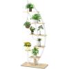 image6 Tier Metal Plant Stand Half Moon Shape Plant Shelf Indoor wHanger ampamp AntiToppling Device MultiPurpose Tall Flower Stand Curved Rack for Home Living Room Balcony BlackWhite