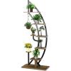 image6 Tier Metal Plant Stand Half Moon Shape Plant Shelf Indoor wHanger ampamp AntiToppling Device MultiPurpose Tall Flower Stand Curved Rack for Home Living Room Balcony BlackBlack