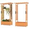 image72Inch Raised Garden Bed Wood Garden Freestanding Elevated Planter with Hanging Roof Drainage Holes for Vine Climbing Plants Flowers Planter Box with Trellis for Garden Patio Yard2
