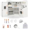 imageCorner Wooden Play Kitchen Set for Kids wLights ampamp Sounds Toy Kitchen Set wChef Suit Set Toddler Kitchen wIce Make Washing Machine Microwave Sink Kids Kitchen Playset for 3 Toddlers WhiteWhite