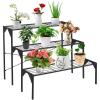 imageGRAFFY 3Tier Metal Plant Stand Heavy Duty Flower Display Rack Plant Stands for Indoor Plants Multiple Stair Style Plant Stand for Yard Patio Balcony Garden
