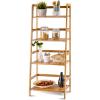 imageGRAFFY 4Tier Bookshelf Bamboo Ladder Shelf wProtective Fence Stable Bookcase Plant Stand Storage Rack for Balcony Kitchen Study