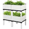 imageGRAFFY Set of 4 Raised Garden Bed Kits Elevated Garden Beds with SelfWatering Design Raised Garden Boxes for Flowers Vegetables and Herbs Planting Box Container for Patio Yard Balcony WhiteWhite