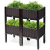imageGRAFFY Set of 4 Raised Garden Bed Kits Elevated Garden Beds with SelfWatering Design Raised Garden Boxes for Flowers Vegetables and Herbs Planting Box Container for Patio Yard Balcony WhiteBrown