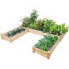 imageGRAFFY UShaped Wooden Raised Garden Beds Outdoor Wood Elevated Planter Box Garden Container for Vegetable Flower Planting Bed for Grass Lawn Patio Backyard
