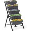 imageGRAFFY Vertical Raised Garden Bed 5 Tier Elevated Flower Planter Raised Beds with Water Drainage Vertical Garden Planter Freestanding Raised 5 Container Boxes for Balcony Patio Backyard