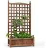 imageGRAFFY Wood Planter Raised Bed with Trellis Outdoor Raised Garden Bed Planter Box for Climbing Plants wDrainage Holes FreeStanding Raised Planter for Patio Garden Yard