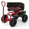 imageGarden Cart Outdoor Rolling Garden Scooter wRemoval Cushion ampamp Tool Tray Storage Basket Gardening Tools wSeat Adjustable Height ampamp Extendable Handle for Patio Yard RedRed