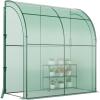 imageGraffy 7x35x7 Lean to Greenhouse Walk in Green House with Shelves ampamp 2 Zipper Doors Windproof PE Cover Portable Steel Frame Greenhouses for Outdoors Heavy Duty Plant Hot House