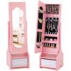imageKids Jewelry Armoire Cabinet Children Dressing Organizer with Mirror FullLength ampamp 3 Storage Drawers Free Standing Princess Make Up Vanity for Girls Room Bedroom PinkPink