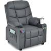 imageKids Recliner Kids Recliner Chair w 2 Cup Holders PU Leather Chairs Comfy wAdjustable Backrest ampamp 3 Pockets Toddler Furniture Sofa for Boys Girls Aged 3Grey
