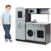 imagePlay Kitchen Wooden Kids Kitchen Play Set with Microwave Refrigerator Washer Sink Cooking Accessories Ovens Kids Kitchen Playset Toys for Toddlers Ages 3