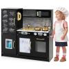 imagePlay Kitchen Wooden Kids Pretend Cooking Toy with Microwave Fridge Easy Bake Oven ChalkboardampampIce Maker Kids Kitchen Playset Toys for Girls ampamp Boys Ages 3 PinkBlack