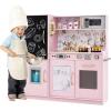 imagePlay Kitchen Wooden Kids Pretend Cooking Toy with Microwave Fridge Easy Bake Oven ChalkboardampampIce Maker Kids Kitchen Playset Toys for Girls ampamp Boys Ages 3 PinkLight Pink