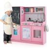 imagePlay Kitchen Wooden Kids Pretend Cooking Toy with Microwave Fridge Easy Bake Oven ChalkboardampampIce Maker Kids Kitchen Playset Toys for Girls ampamp Boys Ages 3 PinkPink