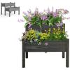 imageRaised Garden Bed 2Tier Elevated Planter Box with Legs ampamp 8 Drainage Holes Outdoor Garden Planter Container for Porch Patio Garden Backyard