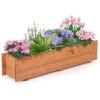 imageRaised Garden Bed 44 x 11 x 10 Wooden Flower Bed with 2 Drainage Holes ampamp Removable Bottom Long Narrow Decorative Garden Bed Planter Box Outdoor for Vegetables Flowers Fruits Herbs