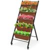 imageRaised Garden Bed on Wheels 5Tier Elevated Planter Box with Removable Base Drainage Hole ampamp Metal Frame Outdoor Garden Planter Container for Flower Vegetables 1 Dark GreyBrown