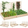 imageRaised Garden Bed with 3 Trellis ampamp 2 Planter Boxes 88L x 45W x 43H Outdoor Rectangular Raised Beds Wooden Gardening Planter for Climbing Vines Flowers Herbs Vegetables Fruits