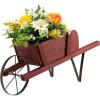 imageWooden Wagon Planter 275quotx105quotx115quot Wheelbarrow Cart Plant Pot with Halloween Decoration ampamp Mental Supports Single Wheel Movable Garden Flower Cart Planter for Yard Backyard BlueRed