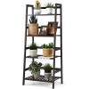 imagegraffy 4Tier Ladder Shelf Plant Stand Bamboo LadderShaped Bookcase Storage Shelves Multifunctional Display Rack Plant Stand Flower Pots Holder for Living RoomBathroomBedroom EspressoEspresso