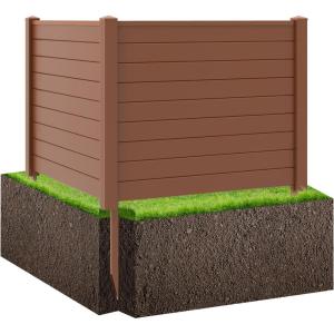 image48quotW x 36quotH Privacy Screen2 Panels Outdoor PVC Privacy Fence w 3 Ground Stakes Pool Equipment Enclosure Trash Can Enclosures Air Conditioner Fence for Garden AC Unit Pump Patio WhiteBrown