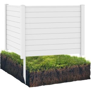 image48quotW x 36quotH Privacy Screen2 Panels Outdoor PVC Privacy Fence w 3 Ground Stakes Pool Equipment Enclosure Trash Can Enclosures Air Conditioner Fence for Garden AC Unit Pump Patio WhiteWhite