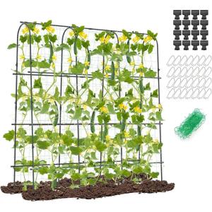 image71 x 71 Trellis for Climbing Plants Outdoor UShaped Metal Garden Arched Trellis with Netting SureClips ampamp Ground Stakes Cucumber Trellis for Vegetable Fruit Flower Vine