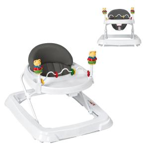 imageBaby Walker Collapsible Baby Activity Walker with Walking Toys ampamp 3Levels Adjustable Height Comfy High Back Seated Baby Walker with Wheels for Boys ampamp Girls GreyGrey
