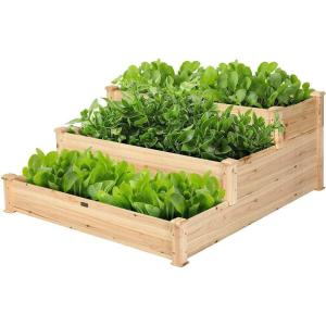imageGRAFFY 3Tier Raised Garden Bed Wood Elevated Planter Box Outdoor Planting Bed for Vegetable Flower Herb Plant Display Container Rack for Grass Lawn Patio Backyard
