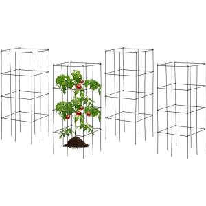imageGRAFFY Pack of 4 Plant Cage Support Folding Tomato Cage Standing Metal Shelf for Climbing Plants 4 Pack of Tomato Trellis Plant Bed for Flower Vegetable ampamp Fruit Suitable for Garden ampamp Patio Lawn