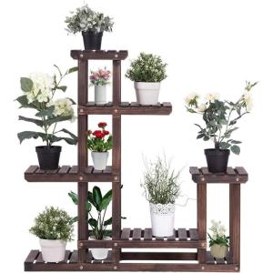 imageGRAFFY Plant Stand for Multiple Plants 6 Tier Wood Plant Shelf Flower Stand Indoor ampamp Outdoor Plant Holder Plant Rack for Apartment Patio Balcony