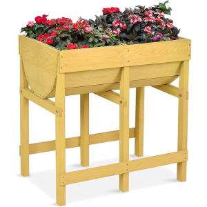 imageGRAFFY Raised Wooden Garden Bed Elevated Planter Box with Black Liner Gardening Beds with Legs for Backyard Patio Deck 28quotX18quotX285quot